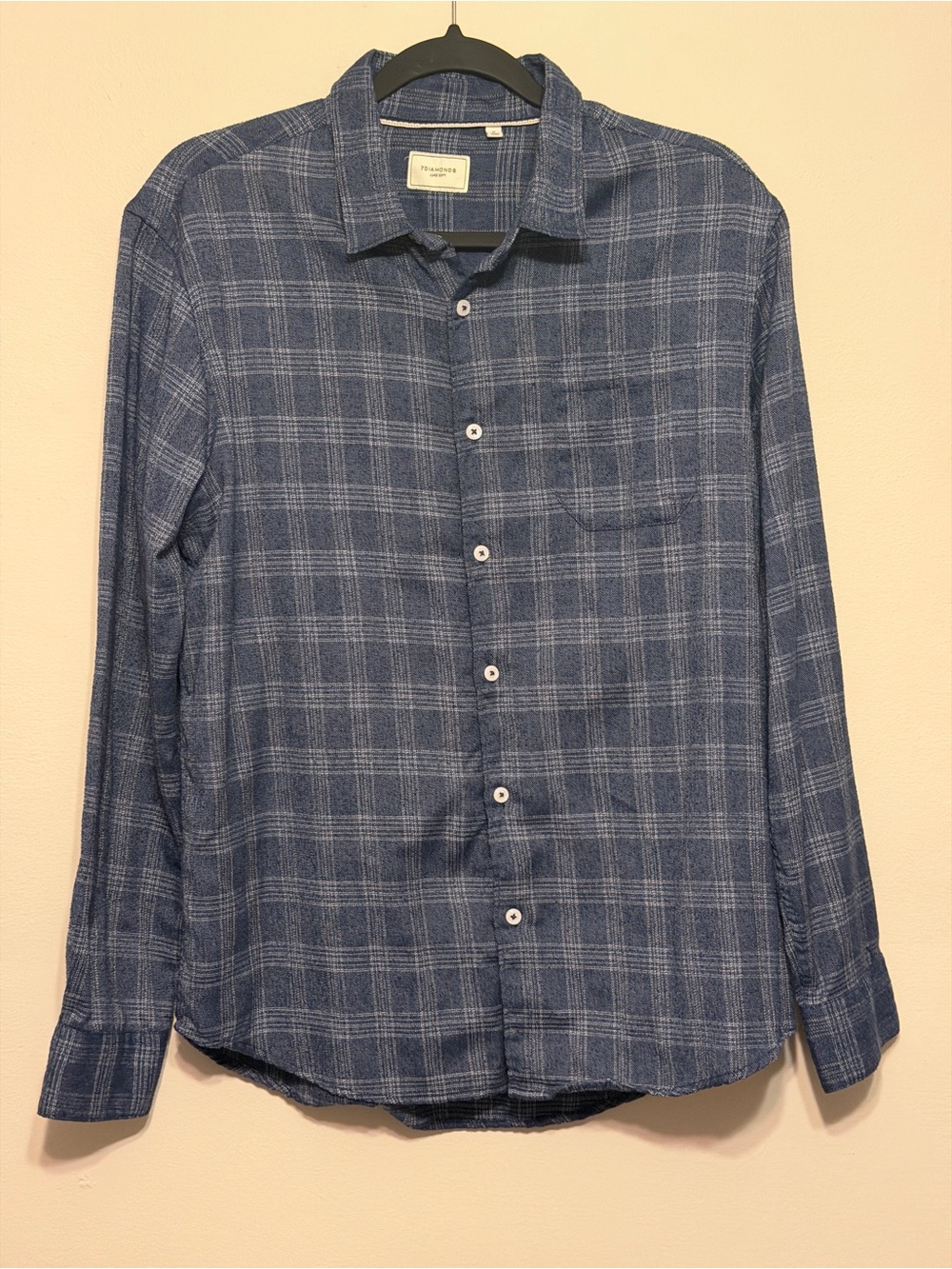 7 Diamonds Blue Plaid Long-Sleeve Button-Down Shirt